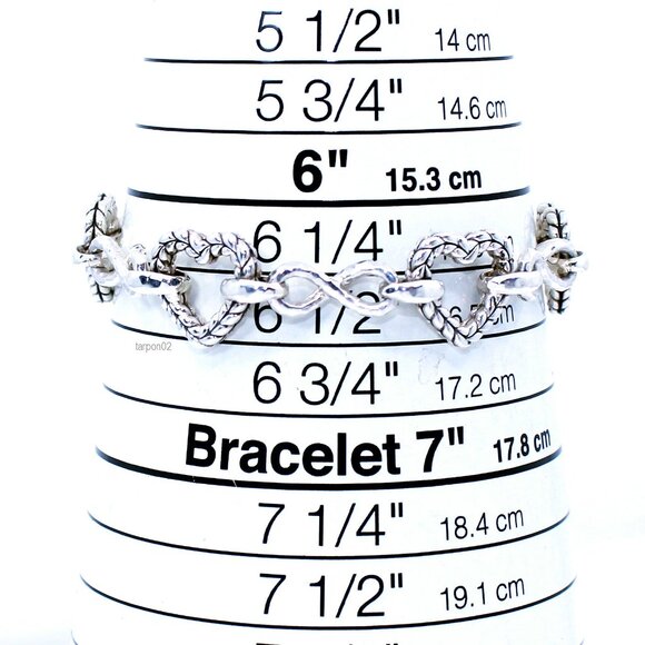 John Hardy JAI Infinite Love Heart Link Sterling Silver Bracelet, 19g XS - Picture 9 of 13